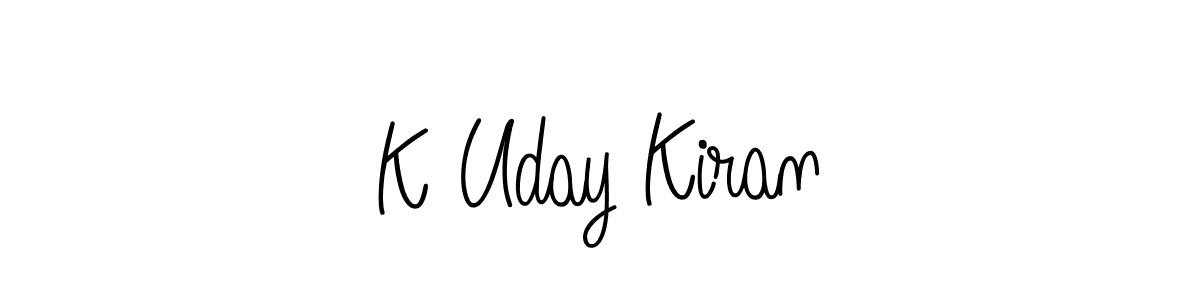 You should practise on your own different ways (Angelique-Rose-font-FFP) to write your name (K Uday Kiran) in signature. don't let someone else do it for you. K Uday Kiran signature style 5 images and pictures png