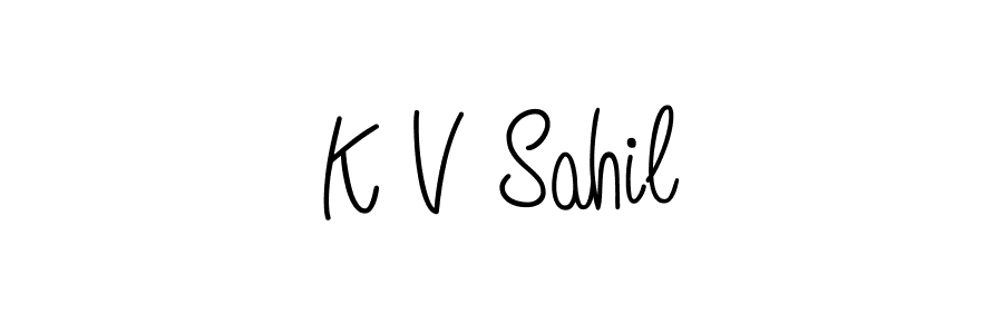 Also we have K V Sahil name is the best signature style. Create professional handwritten signature collection using Angelique-Rose-font-FFP autograph style. K V Sahil signature style 5 images and pictures png