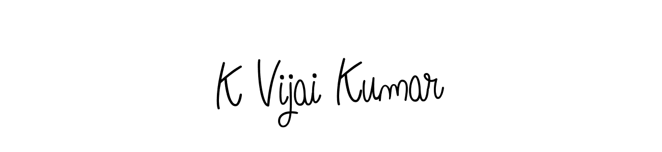 You should practise on your own different ways (Angelique-Rose-font-FFP) to write your name (K Vijai Kumar) in signature. don't let someone else do it for you. K Vijai Kumar signature style 5 images and pictures png