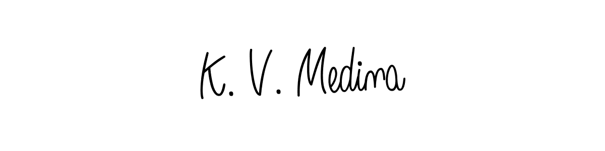 Also we have K. V. Medina name is the best signature style. Create professional handwritten signature collection using Angelique-Rose-font-FFP autograph style. K. V. Medina signature style 5 images and pictures png
