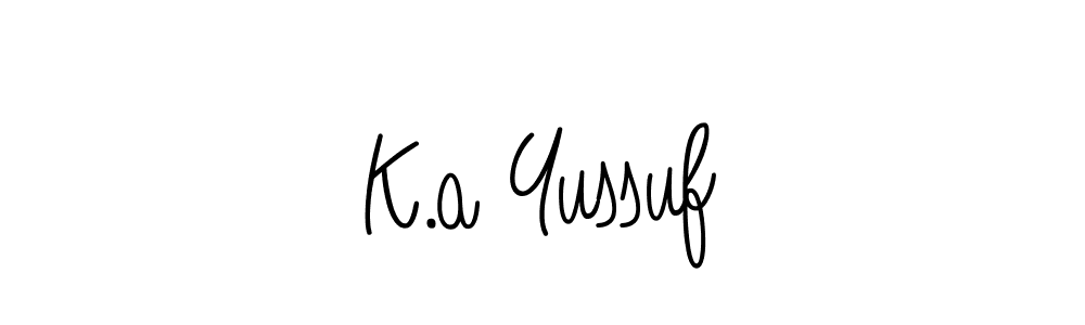 The best way (Angelique-Rose-font-FFP) to make a short signature is to pick only two or three words in your name. The name K.a Yussuf include a total of six letters. For converting this name. K.a Yussuf signature style 5 images and pictures png