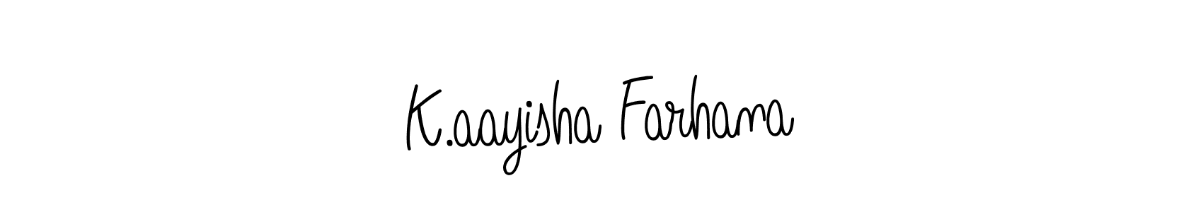 The best way (Angelique-Rose-font-FFP) to make a short signature is to pick only two or three words in your name. The name K.aayisha Farhana include a total of six letters. For converting this name. K.aayisha Farhana signature style 5 images and pictures png