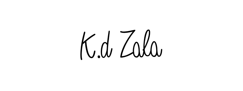 K.d Zala stylish signature style. Best Handwritten Sign (Angelique-Rose-font-FFP) for my name. Handwritten Signature Collection Ideas for my name K.d Zala. K.d Zala signature style 5 images and pictures png