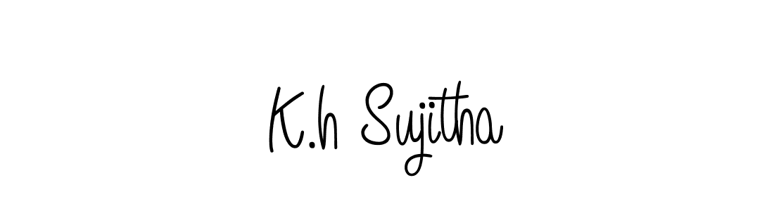 Use a signature maker to create a handwritten signature online. With this signature software, you can design (Angelique-Rose-font-FFP) your own signature for name K.h Sujitha. K.h Sujitha signature style 5 images and pictures png