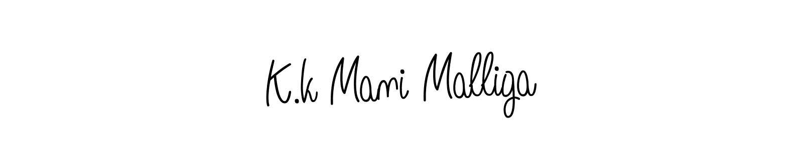 Design your own signature with our free online signature maker. With this signature software, you can create a handwritten (Angelique-Rose-font-FFP) signature for name K.k Mani Malliga. K.k Mani Malliga signature style 5 images and pictures png