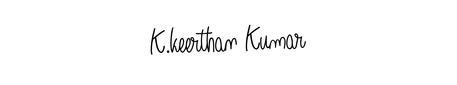The best way (Angelique-Rose-font-FFP) to make a short signature is to pick only two or three words in your name. The name K.keerthan Kumar include a total of six letters. For converting this name. K.keerthan Kumar signature style 5 images and pictures png