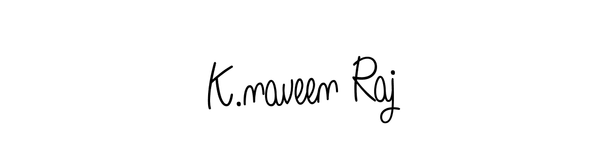 The best way (Angelique-Rose-font-FFP) to make a short signature is to pick only two or three words in your name. The name K.naveen Raj include a total of six letters. For converting this name. K.naveen Raj signature style 5 images and pictures png