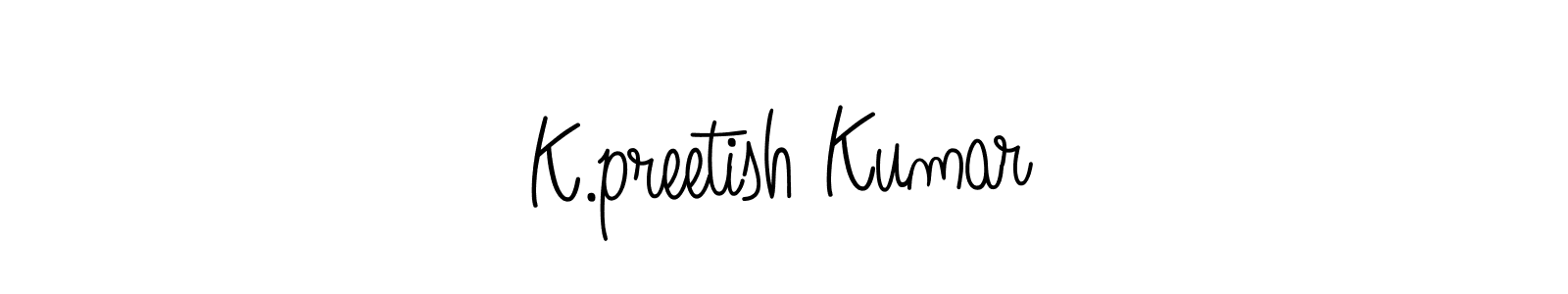 The best way (Angelique-Rose-font-FFP) to make a short signature is to pick only two or three words in your name. The name K.preetish Kumar include a total of six letters. For converting this name. K.preetish Kumar signature style 5 images and pictures png