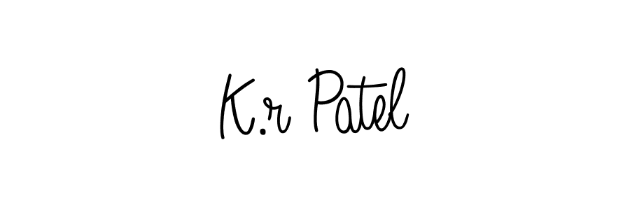 The best way (Angelique-Rose-font-FFP) to make a short signature is to pick only two or three words in your name. The name K.r Patel include a total of six letters. For converting this name. K.r Patel signature style 5 images and pictures png