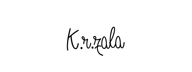 Create a beautiful signature design for name K.r.zala. With this signature (Angelique-Rose-font-FFP) fonts, you can make a handwritten signature for free. K.r.zala signature style 5 images and pictures png