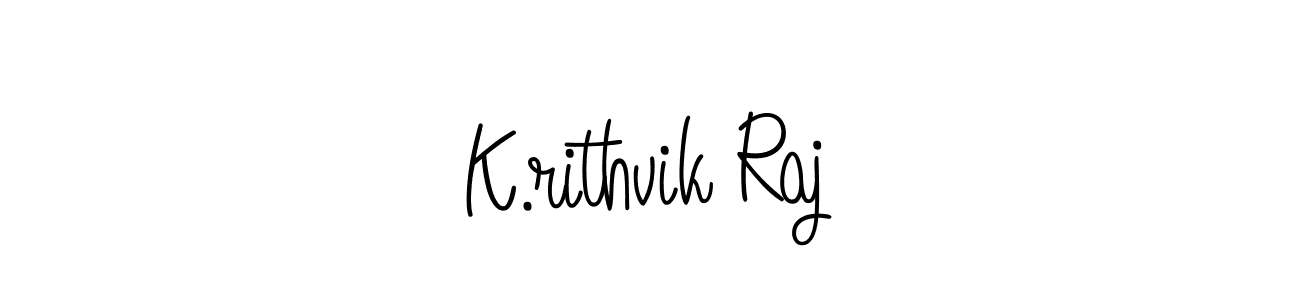 You should practise on your own different ways (Angelique-Rose-font-FFP) to write your name (K.rithvik Raj) in signature. don't let someone else do it for you. K.rithvik Raj signature style 5 images and pictures png