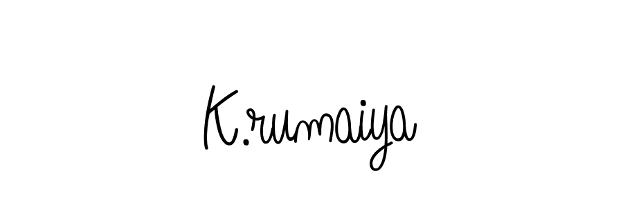 Check out images of Autograph of K.rumaiya name. Actor K.rumaiya Signature Style. Angelique-Rose-font-FFP is a professional sign style online. K.rumaiya signature style 5 images and pictures png