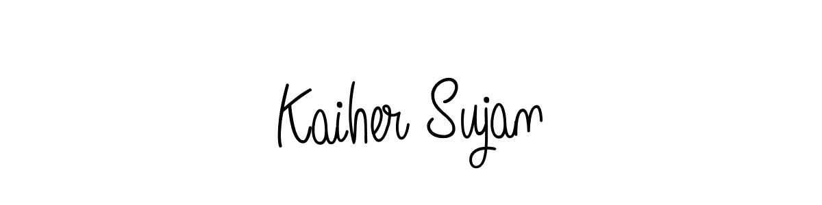 Use a signature maker to create a handwritten signature online. With this signature software, you can design (Angelique-Rose-font-FFP) your own signature for name Kaiher Sujan. Kaiher Sujan signature style 5 images and pictures png