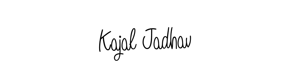 You should practise on your own different ways (Angelique-Rose-font-FFP) to write your name (Kajal Jadhav) in signature. don't let someone else do it for you. Kajal Jadhav signature style 5 images and pictures png