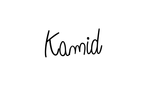 Use a signature maker to create a handwritten signature online. With this signature software, you can design (Angelique-Rose-font-FFP) your own signature for name Kamid. Kamid signature style 5 images and pictures png