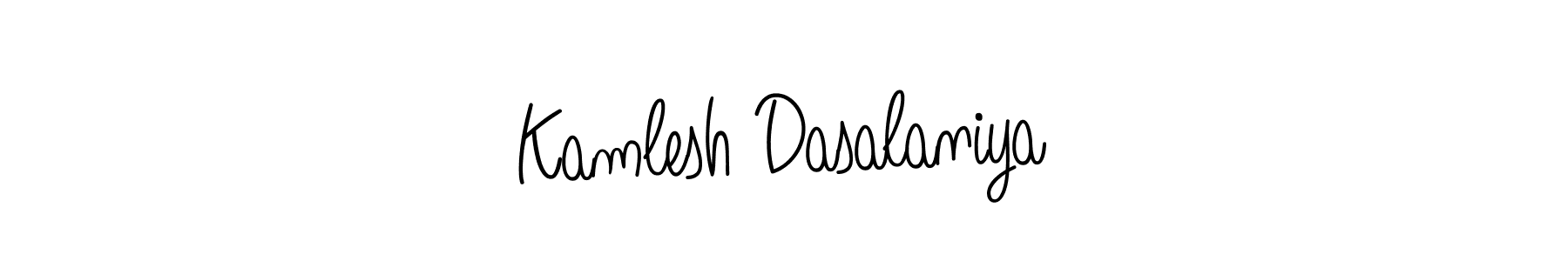 Use a signature maker to create a handwritten signature online. With this signature software, you can design (Angelique-Rose-font-FFP) your own signature for name Kamlesh Dasalaniya. Kamlesh Dasalaniya signature style 5 images and pictures png