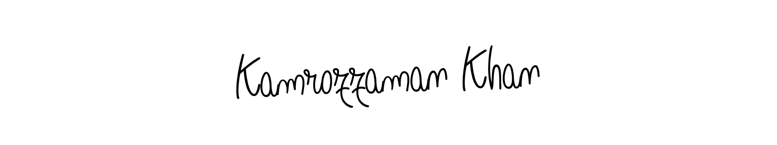 Make a beautiful signature design for name Kamrozzaman Khan. With this signature (Angelique-Rose-font-FFP) style, you can create a handwritten signature for free. Kamrozzaman Khan signature style 5 images and pictures png