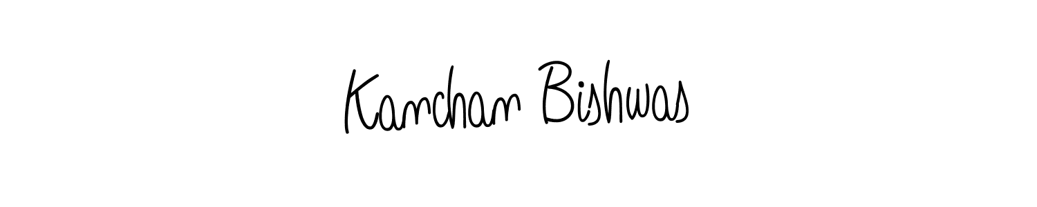 How to make Kanchan Bishwas name signature. Use Angelique-Rose-font-FFP style for creating short signs online. This is the latest handwritten sign. Kanchan Bishwas signature style 5 images and pictures png