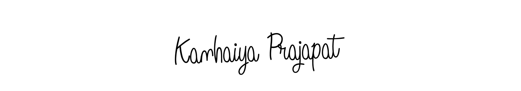 You should practise on your own different ways (Angelique-Rose-font-FFP) to write your name (Kanhaiya Prajapat) in signature. don't let someone else do it for you. Kanhaiya Prajapat signature style 5 images and pictures png