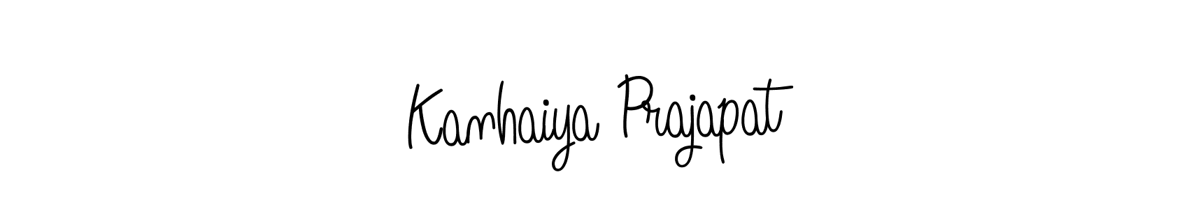 You should practise on your own different ways (Angelique-Rose-font-FFP) to write your name (Kanhaiya Prajapat) in signature. don't let someone else do it for you. Kanhaiya Prajapat signature style 5 images and pictures png