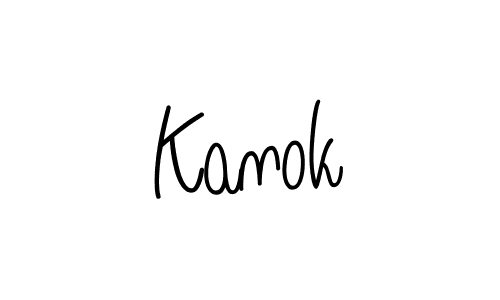 How to make Kanok name signature. Use Angelique-Rose-font-FFP style for creating short signs online. This is the latest handwritten sign. Kanok signature style 5 images and pictures png