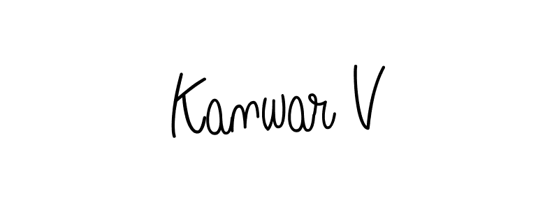 Make a beautiful signature design for name Kanwar V. With this signature (Angelique-Rose-font-FFP) style, you can create a handwritten signature for free. Kanwar V signature style 5 images and pictures png