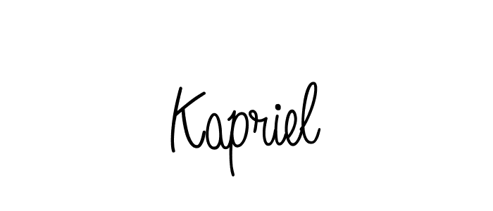 Use a signature maker to create a handwritten signature online. With this signature software, you can design (Angelique-Rose-font-FFP) your own signature for name Kapriel. Kapriel signature style 5 images and pictures png