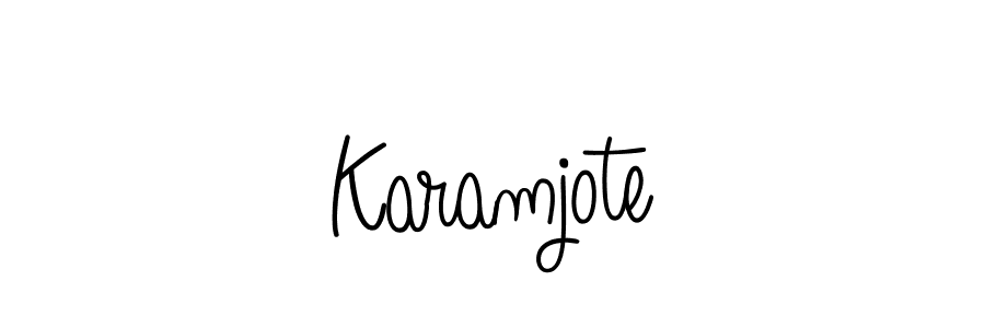Karamjote stylish signature style. Best Handwritten Sign (Angelique-Rose-font-FFP) for my name. Handwritten Signature Collection Ideas for my name Karamjote. Karamjote signature style 5 images and pictures png