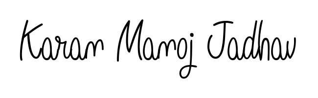 Give your name Karan Manoj Jadhav an exquisite flair with the Angelique-Rose-font-FFP script font. Ideal for contracts, resumes, and formal letterheads. Karan Manoj Jadhav signature style 5 images and pictures png