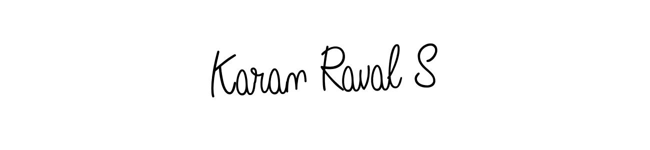 Use a signature maker to create a handwritten signature online. With this signature software, you can design (Angelique-Rose-font-FFP) your own signature for name Karan Raval S. Karan Raval S signature style 5 images and pictures png