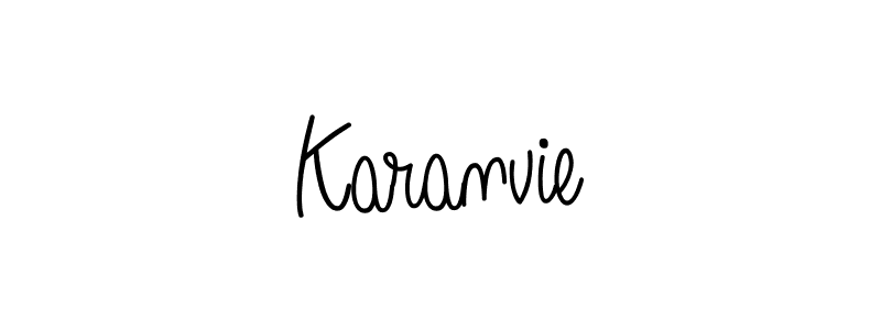 Use a signature maker to create a handwritten signature online. With this signature software, you can design (Angelique-Rose-font-FFP) your own signature for name Karanvie. Karanvie signature style 5 images and pictures png