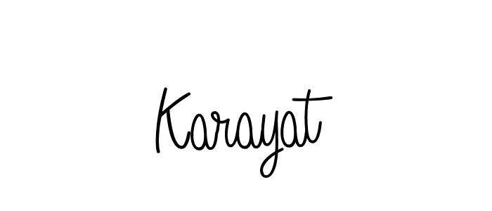 How to make Karayat name signature. Use Angelique-Rose-font-FFP style for creating short signs online. This is the latest handwritten sign. Karayat signature style 5 images and pictures png