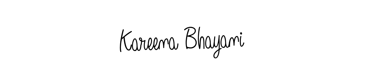 You should practise on your own different ways (Angelique-Rose-font-FFP) to write your name (Kareena Bhayani) in signature. don't let someone else do it for you. Kareena Bhayani signature style 5 images and pictures png