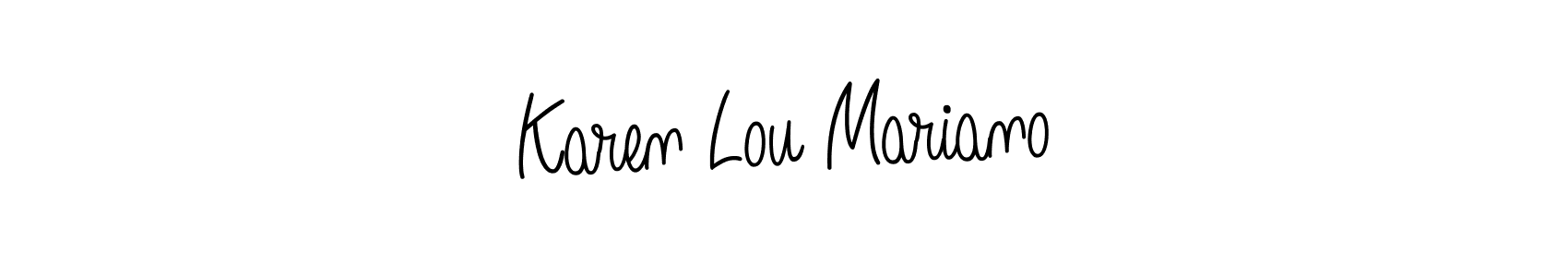 You should practise on your own different ways (Angelique-Rose-font-FFP) to write your name (Karen Lou Mariano) in signature. don't let someone else do it for you. Karen Lou Mariano signature style 5 images and pictures png