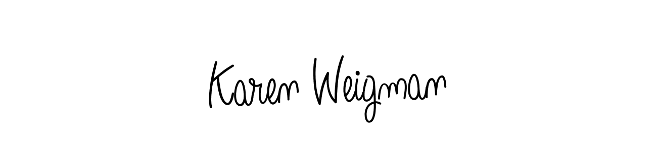 You should practise on your own different ways (Angelique-Rose-font-FFP) to write your name (Karen Weigman) in signature. don't let someone else do it for you. Karen Weigman signature style 5 images and pictures png