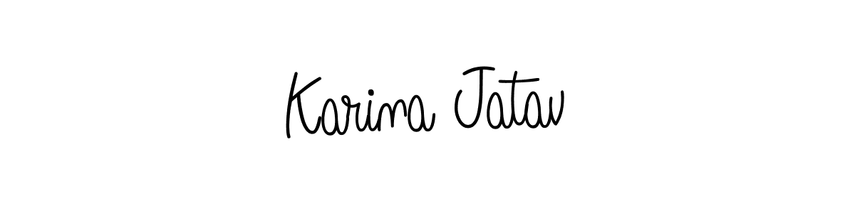You should practise on your own different ways (Angelique-Rose-font-FFP) to write your name (Karina Jatav) in signature. don't let someone else do it for you. Karina Jatav signature style 5 images and pictures png