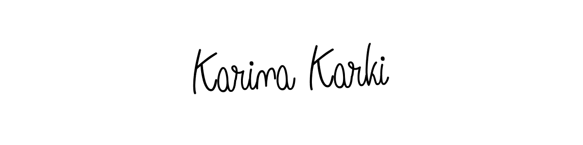 You should practise on your own different ways (Angelique-Rose-font-FFP) to write your name (Karina Karki) in signature. don't let someone else do it for you. Karina Karki signature style 5 images and pictures png