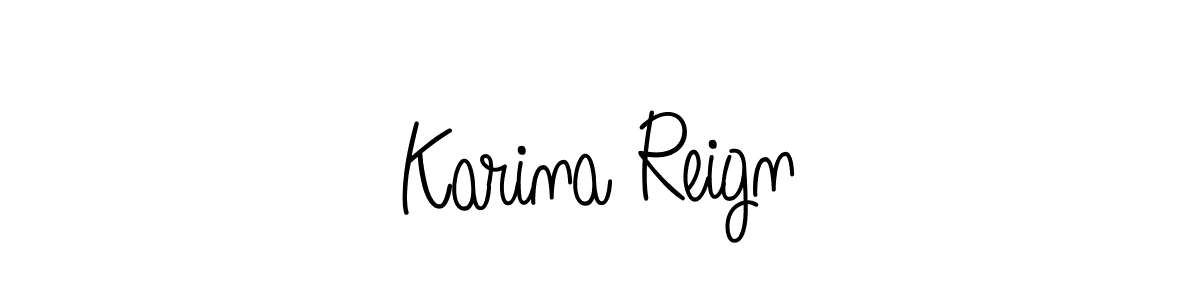 You should practise on your own different ways (Angelique-Rose-font-FFP) to write your name (Karina Reign) in signature. don't let someone else do it for you. Karina Reign signature style 5 images and pictures png