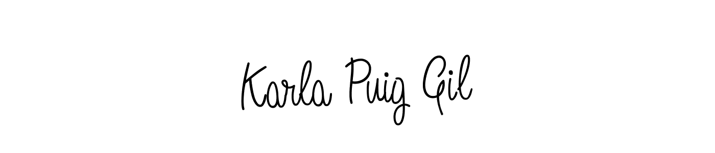 How to make Karla Puig Gil signature? Angelique-Rose-font-FFP is a professional autograph style. Create handwritten signature for Karla Puig Gil name. Karla Puig Gil signature style 5 images and pictures png