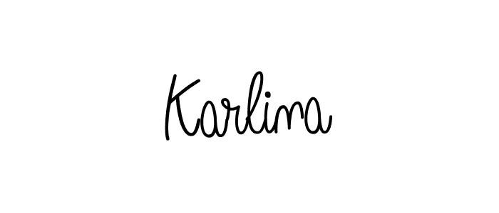 Make a beautiful signature design for name Karlina. With this signature (Angelique-Rose-font-FFP) style, you can create a handwritten signature for free. Karlina signature style 5 images and pictures png