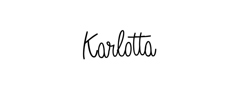 How to make Karlotta name signature. Use Angelique-Rose-font-FFP style for creating short signs online. This is the latest handwritten sign. Karlotta signature style 5 images and pictures png