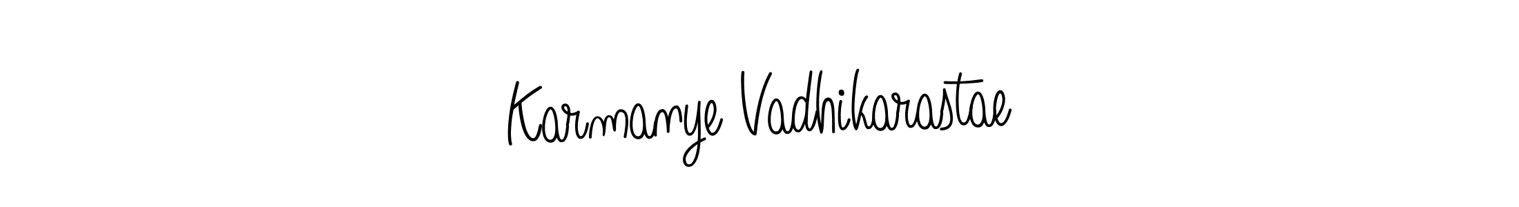 Make a short Karmanye Vadhikarastae signature style. Manage your documents anywhere anytime using Angelique-Rose-font-FFP. Create and add eSignatures, submit forms, share and send files easily. Karmanye Vadhikarastae signature style 5 images and pictures png