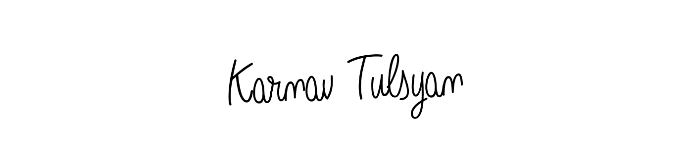 if you are searching for the best signature style for your name Karnav Tulsyan. so please give up your signature search. here we have designed multiple signature styles  using Angelique-Rose-font-FFP. Karnav Tulsyan signature style 5 images and pictures png