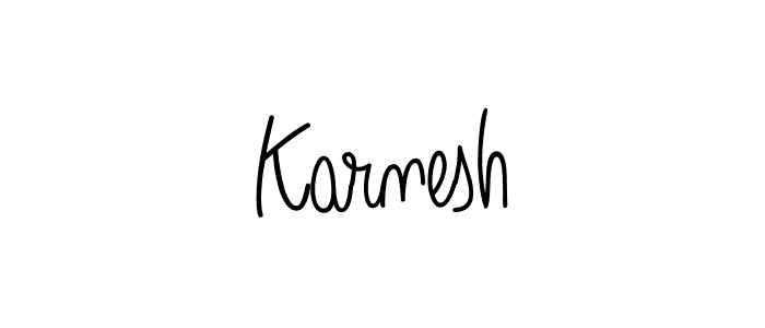 You should practise on your own different ways (Angelique-Rose-font-FFP) to write your name (Karnesh) in signature. don't let someone else do it for you. Karnesh signature style 5 images and pictures png