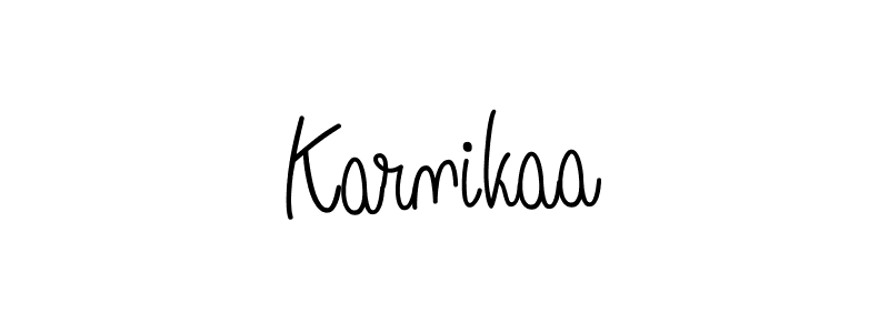 Use a signature maker to create a handwritten signature online. With this signature software, you can design (Angelique-Rose-font-FFP) your own signature for name Karnikaa. Karnikaa signature style 5 images and pictures png