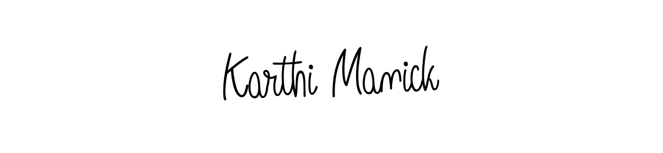 Use a signature maker to create a handwritten signature online. With this signature software, you can design (Angelique-Rose-font-FFP) your own signature for name Karthi Manick. Karthi Manick signature style 5 images and pictures png
