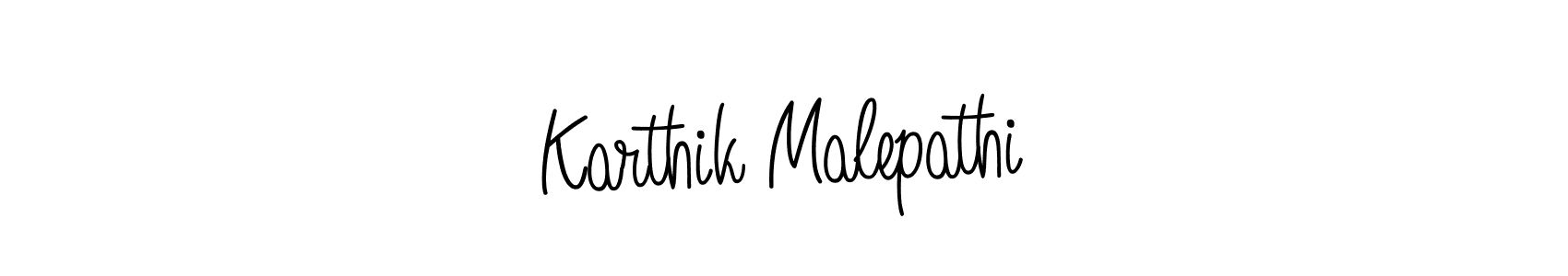 Use a signature maker to create a handwritten signature online. With this signature software, you can design (Angelique-Rose-font-FFP) your own signature for name Karthik Malepathi. Karthik Malepathi signature style 5 images and pictures png