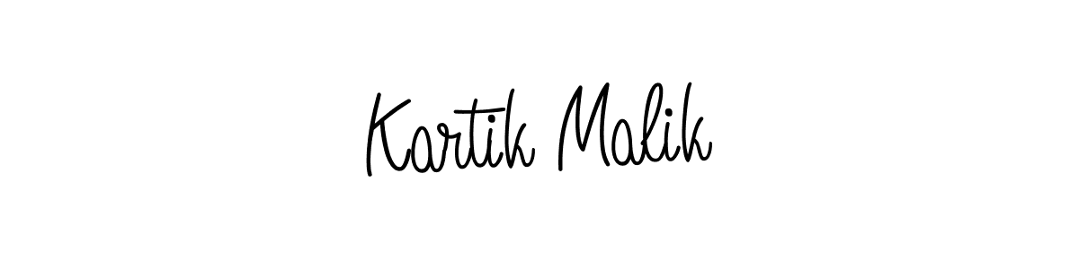 Make a beautiful signature design for name Kartik Malik. With this signature (Angelique-Rose-font-FFP) style, you can create a handwritten signature for free. Kartik Malik signature style 5 images and pictures png