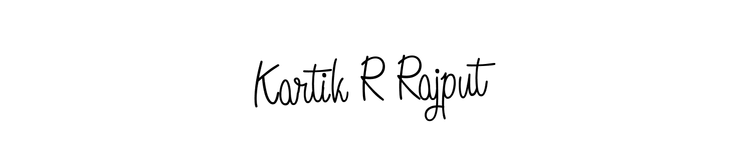 You should practise on your own different ways (Angelique-Rose-font-FFP) to write your name (Kartik R Rajput) in signature. don't let someone else do it for you. Kartik R Rajput signature style 5 images and pictures png