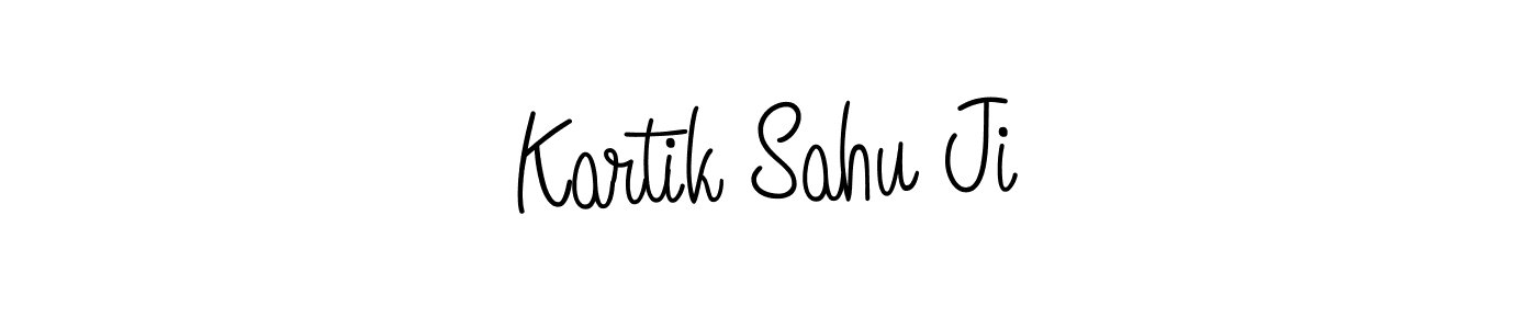 You should practise on your own different ways (Angelique-Rose-font-FFP) to write your name (Kartik Sahu Ji) in signature. don't let someone else do it for you. Kartik Sahu Ji signature style 5 images and pictures png